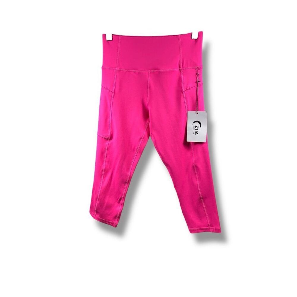 ZYIA Active NWT Pink Zipper Pocket Light n Tight High Rise Crop 17” Size 4